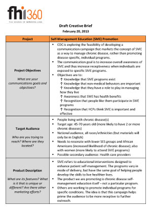 Creative Brief Example - Self-Management Education