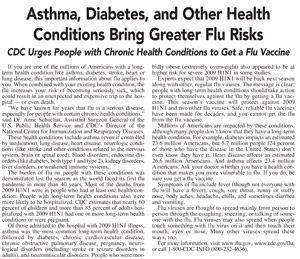 CDC Influenze Matte Article - Chronic Conditions