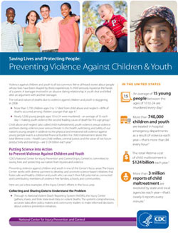 CDC NCIPC Fact Sheet: Preventing Violence Among Children and Youth