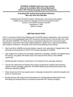 CDC HIV/AIDS BGM Work Group Agenda